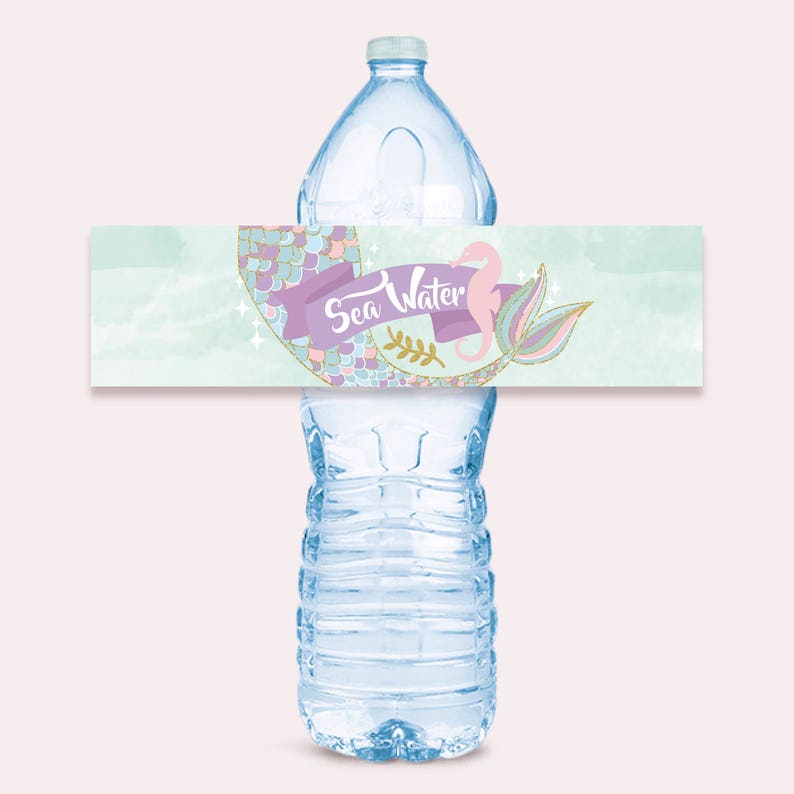 Printable Water Bottle Labels Mermaid Party Mermaid Etsy