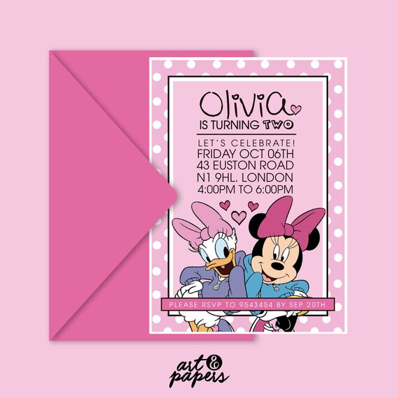 Imprimer Invitation Minnie Mouse Daisy Duck Anniversaire Etsy