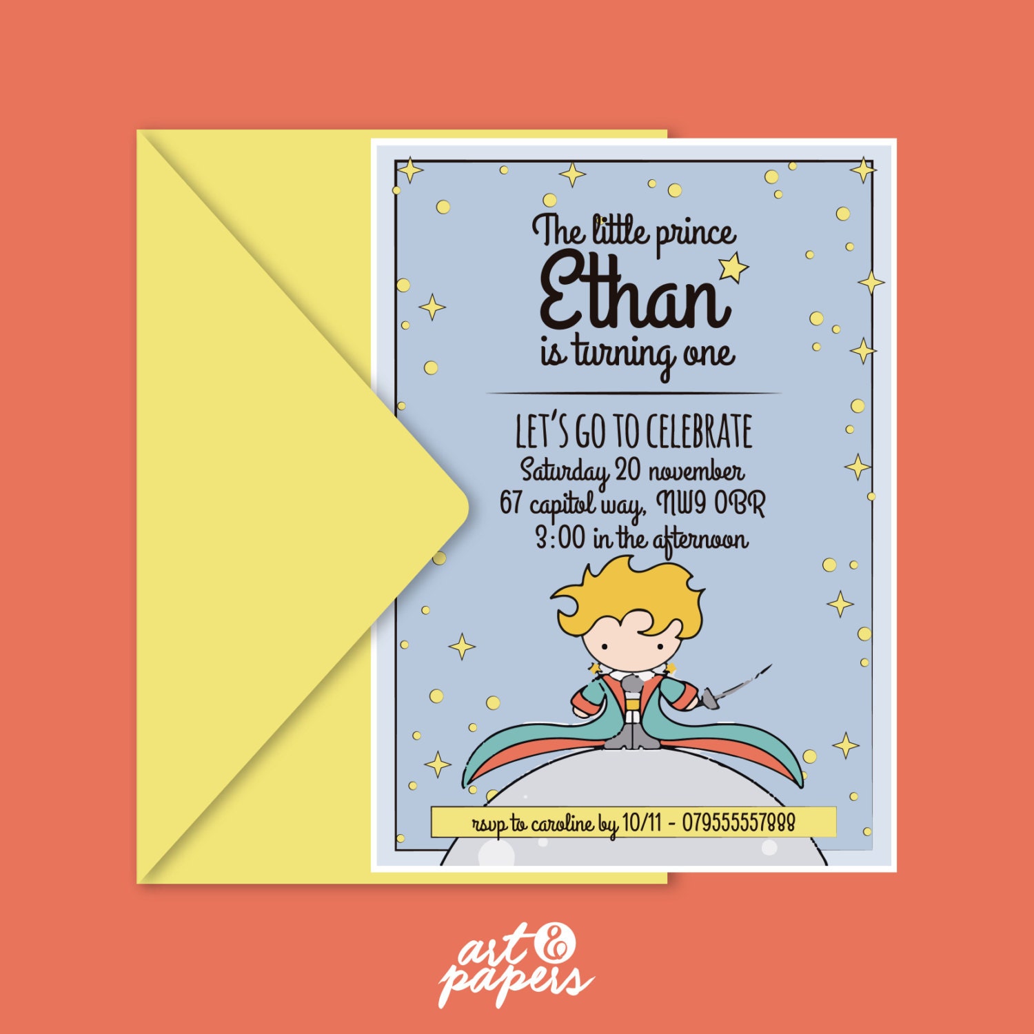 The Little Prince Printable Invitation The Little Prince Etsy