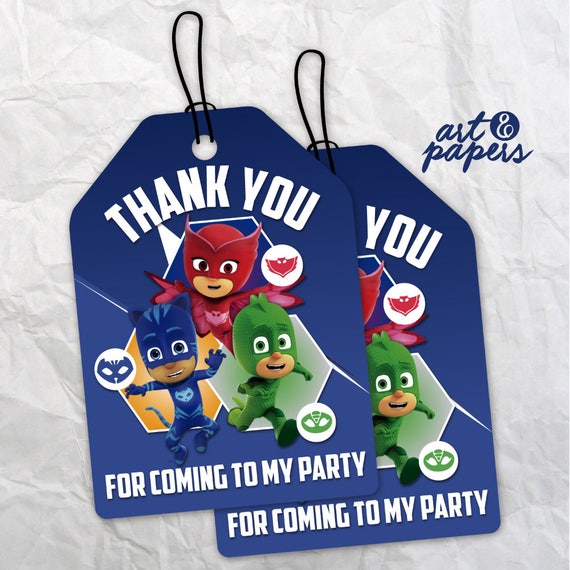 Pj Masks Thank You Tags Pj Masks Favour Tags Pj Masks | Etsy