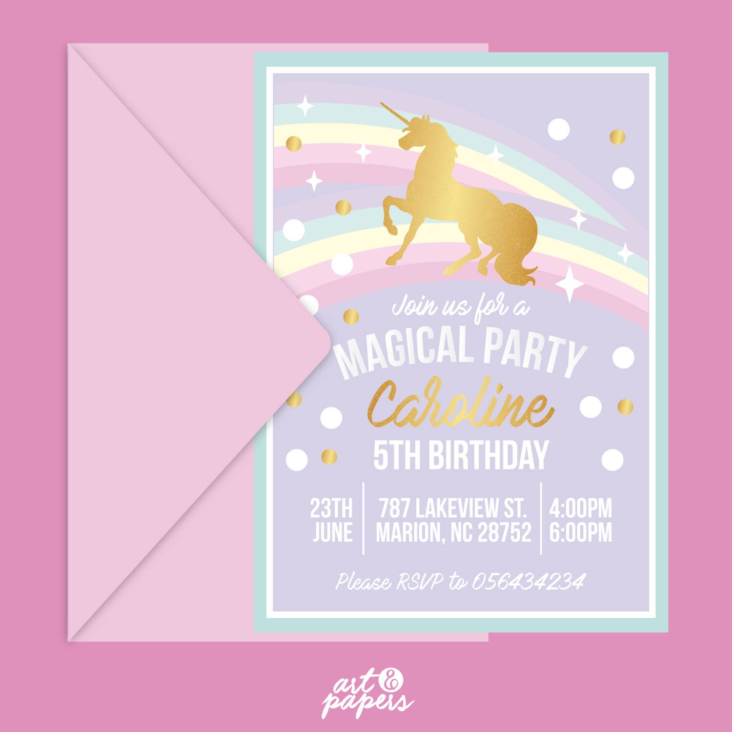printable magical unicorn birthday invitation rainbow etsy