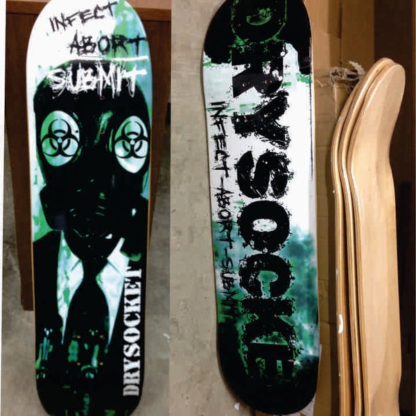 Custom Skateboard Deck and Skinz for Wall Art, Gifts, Bands, Business Promotions. One of a kind Skate Deck!