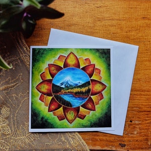 Carte Mandala frog peak | Blank Inside | Carte de voeux | Noël | Kootenays - France | Vallée de Slocan | Montagne | Rivière