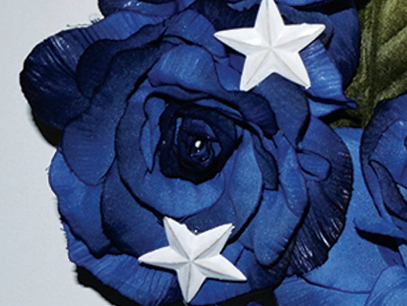 Wreath Front Door Floral Decoration Blue Roses White Carnation Artificial Patriotic Wreath Memorial Day Wreath 4th of July Wreath White Star image 4