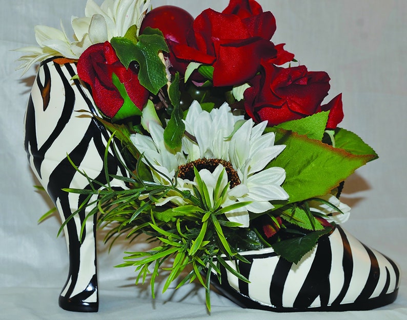 Zebra Floral Centerpiece Zebra Artificial Silk Arrangement Etsy