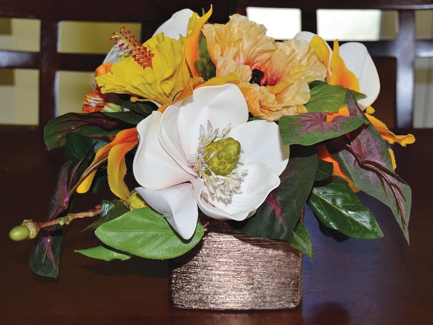 Tropical Hibiscus Floral Arrangement Centerpiece artificial Etsy