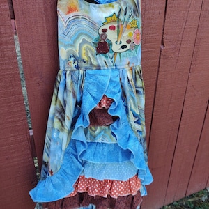 Sun dress - Agate in Blues and Rust (7/8)