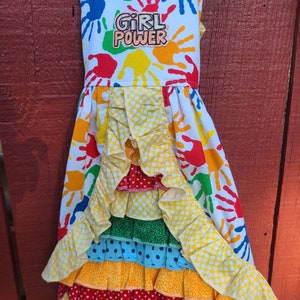 Sun dress - Multi-colored hand prints (2T)