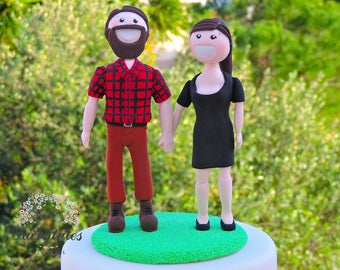 Customizable Rustic Lumberjack Groom Wedding Cake Topper Figurine - Personalized Keepsake