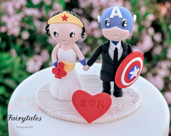 flåde har en finger i kagen Bule Superhero Wedding Cake Topper Personalized Wedding Cake - Etsy