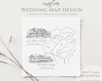 Map Design Wedding Design Map for Invitation Custom Event Map Personalised Wedding Plan Custom Sketch Map Creator Map Illustration