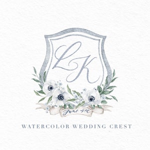 Semi-custom watercolor wedding crest | watercolor wedding monogram