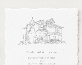 Custom wedding venue sketch