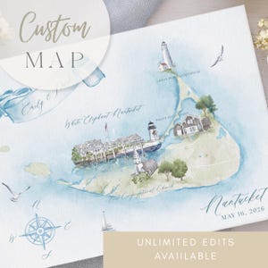 Aangepaste aquarel locatiekaart illustratie | Gepersonaliseerde kaart voor huwelijksuitnodigingen en bestemmingsbruiloften