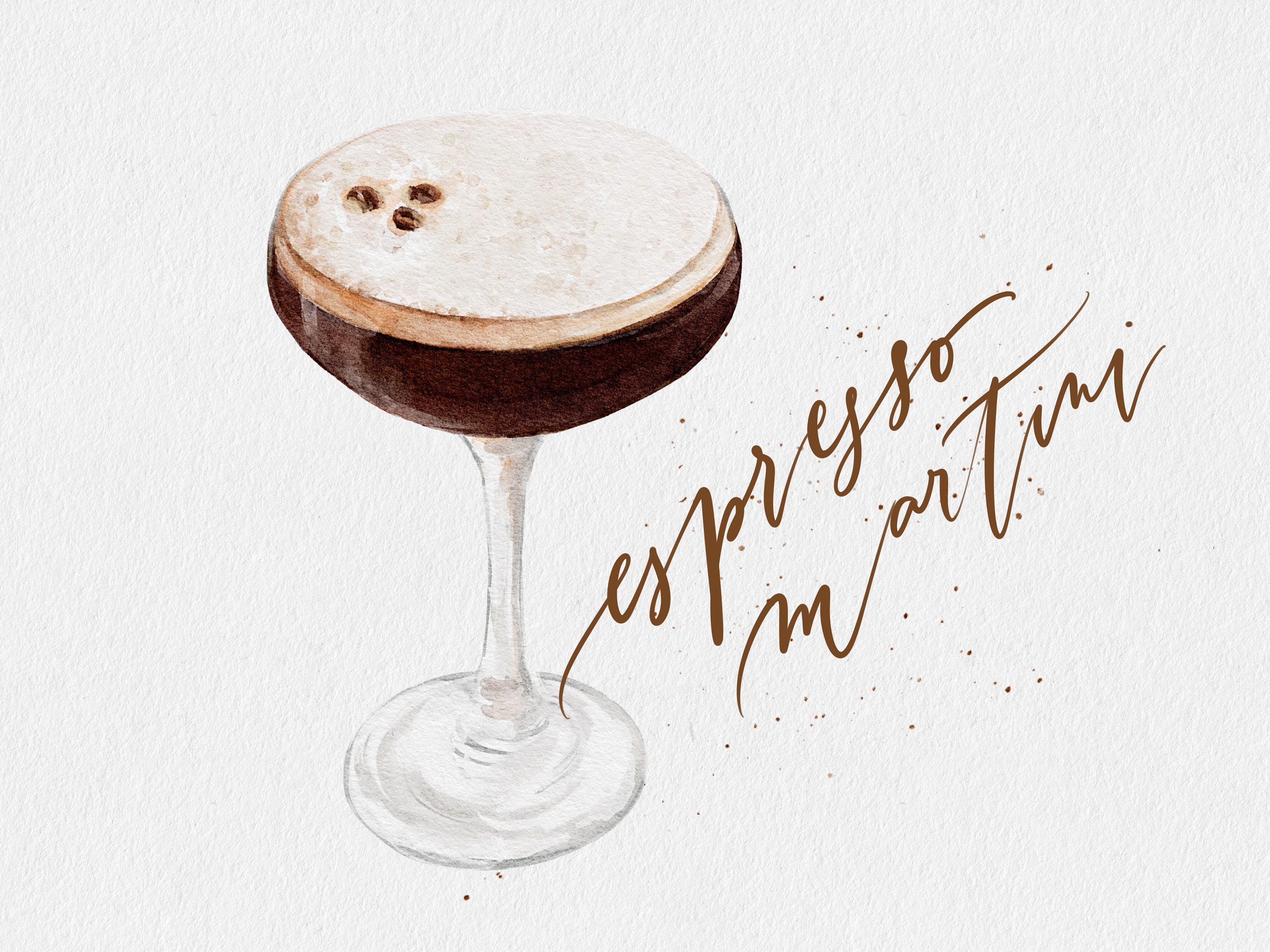 Espresso Martini Watercolor Illustration Espresso Cocktail - Etsy