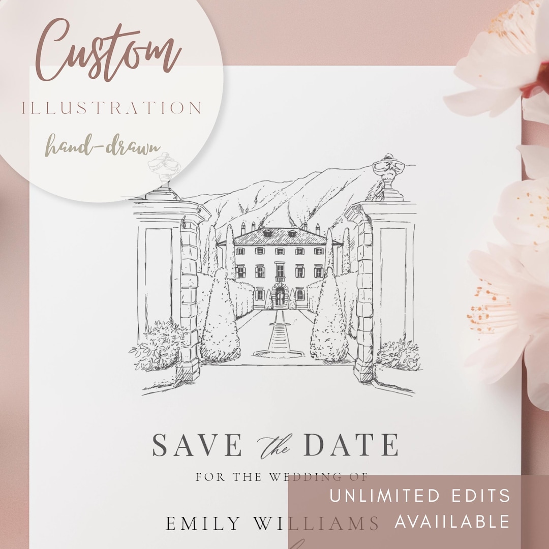 Custom Illustration for Wedding Venue Hand-drawn Personalized ...