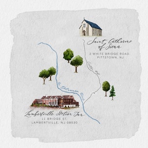 Carte de mariage personnalisée avec 2 lieux | carte d’invitation de mariage personnalisée