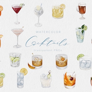 Aquarel Cocktails Aquarel Drank Afbeeldingen Aperol Spritz Mojito Aquarel PNG Dranken Bruiloft Bar Menu Clipart Ouderwets