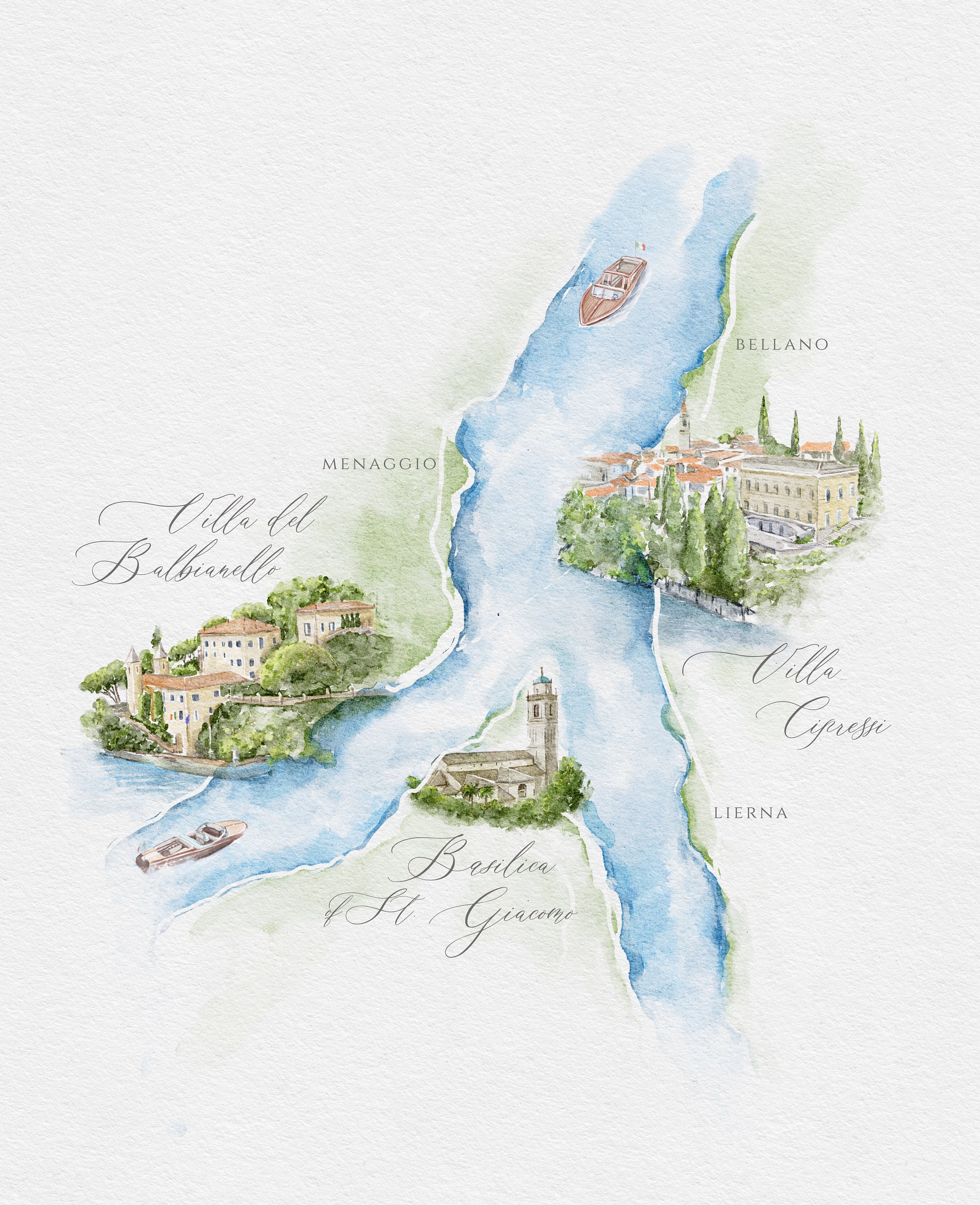 Wedding Programs Map Custom Map With 5 Venues Wedding Map Design Watercolor Wedding ...