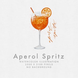 Aperol Spritz Aquarell Illustration Prosecco Cocktail Aperol Grafik Aperol Spritz PNG Aquarell Cocktails Bar Menü Illustration
