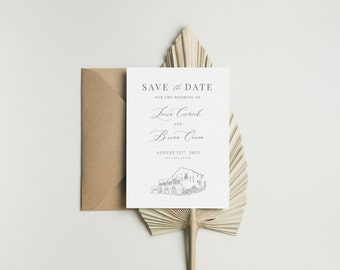 Custom Venue Sketch Save the Date Design | Custom Save the Date