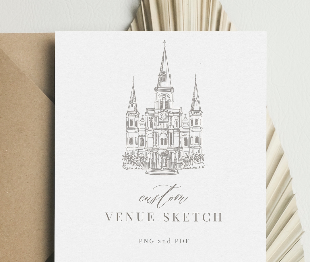 Custom Venue Illustration: Church Sketch for Wedding Invitation ...