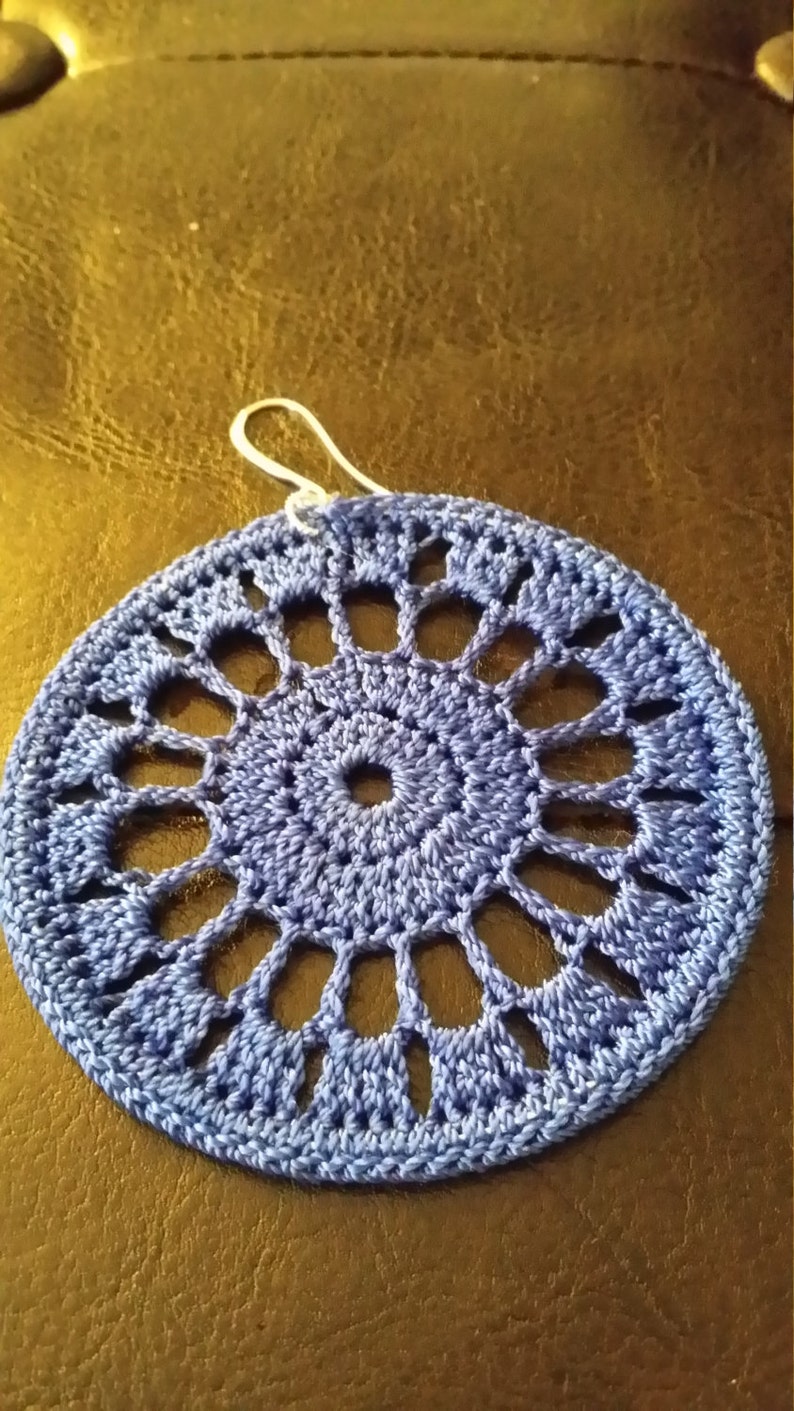 Sterling Silver Nylon Thread Crochet Hoop Earrings. Great Gift for Her