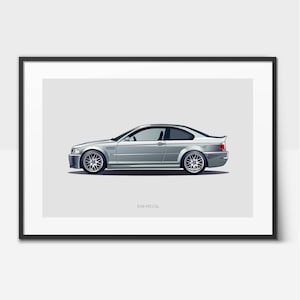 Poster dell'auto E46 M3 CSL, stampa di auto d'epoca