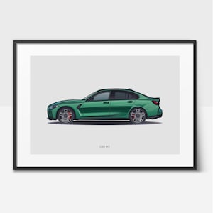 G80 M3 Competition - Poster di auto, stampa illustrata di auto sportiva