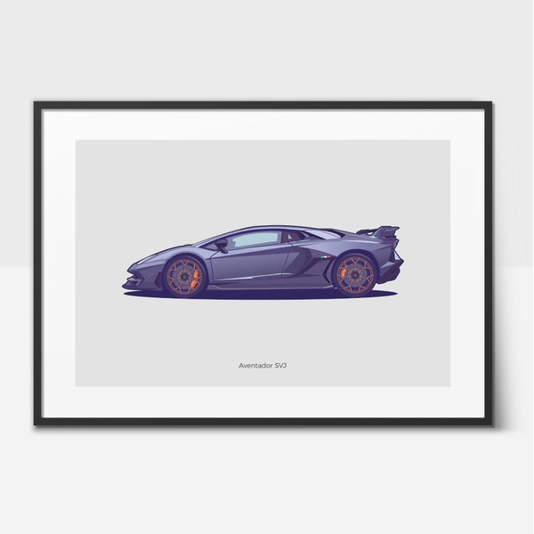 Aventador SVJ Supercar Poster - Illustrated Car Print