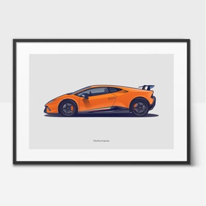 Huracán Performante Supercar Poster - Illustrated Car Print