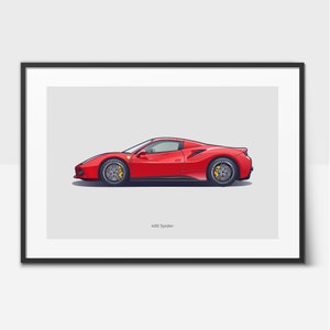 488 Convertible Car Poster  - Supercar Print