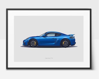 Cayman GT4 - Poster de voiture, impression de voiture de sport