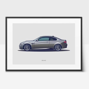 E92 M3 Coupé - Poster di auto, Arte di auto ad alte prestazioni, Stampa di auto sportive