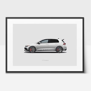 GTI Clubsport car poster, handmade illustration