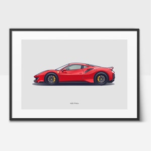 488 Car Poster, Supercar Print