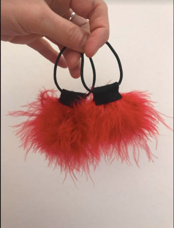 Red Fluffy Hair Ties Santa Baby Etsy