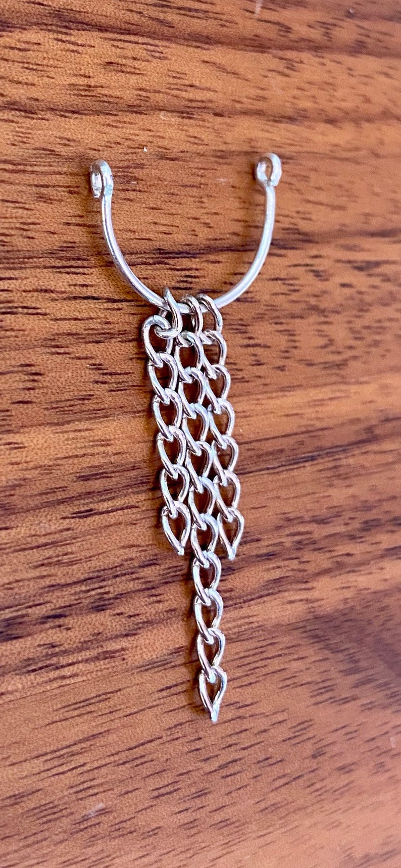 Sterling Silver Nipple Stirrup With Large Tassel Chain for Nipple