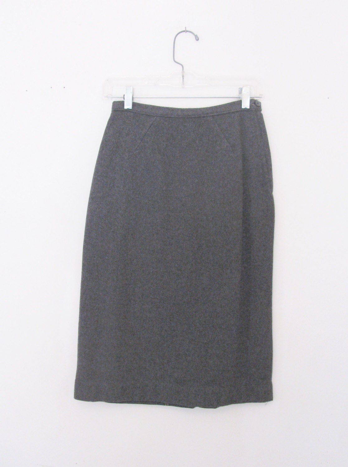 Classic Vintage 1950s Medium Gray Heavy Wool Flannel Pencil Skirt Lined ...