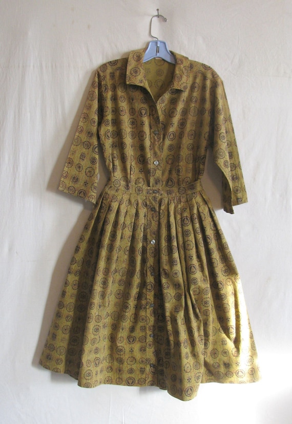Vintage 1940s50s Donnkenny Twopiece Olive Green Dress W/ Etsy