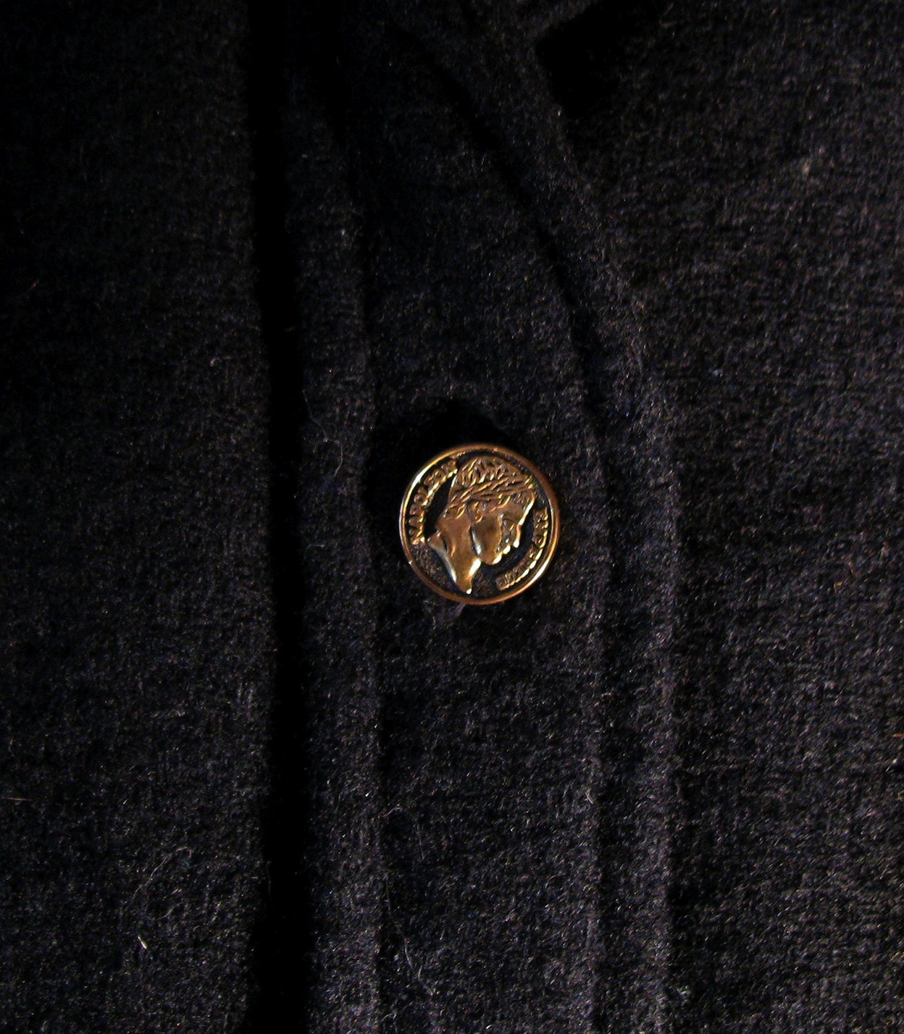 Classic 1950s Vintage Textured Black Wool Coin Button B-line - Etsy