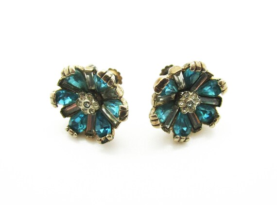 40s Sterling Silver Screw Back Dangle Earrings and Hinged Filigree Bracelet Set main image 1