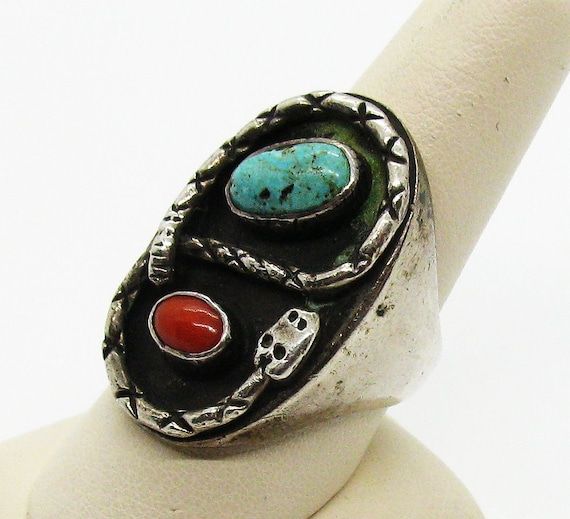 1940s Vintage Native American Silver Brutalist Ri… - image 2