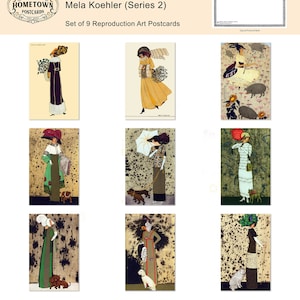 Mela Koehler (Serie 2) Kunst Postkarten - Set mit 9 Wiener Werkstätte Reproduktion Kunstkarten * Kostenloser Versand in die USA * - Vintage Grafikdesign