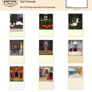 Carl Krenek Art-postkaarten - Set van 9 Wiener Werkstätte-reproductiekaarten *gratis verzending in de VS* - vintage grafisch ontwerp