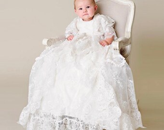 Luxury Vintage Christening Gown Infant Antique Toddler Baby Baptism Dress+Bonnet Luxury Vintage Christening Gown Infant Antique Toddler Baby Baptism Dress+Bonnet