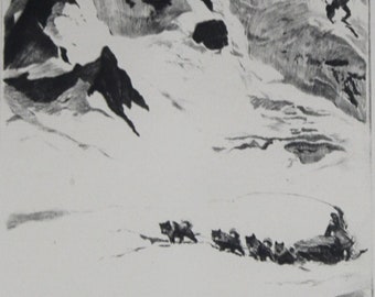 R.H. Palenske "Over the Pass" Vintage Etching Signed