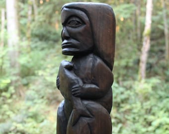 Very Early Haida Totem of Fisherman