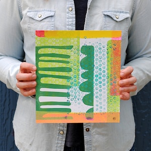 Original Wall Art Collage Mixed Media Monoprint Abstract Modern