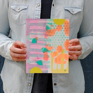 Original Wall Art Collage Mixed Media Monoprint Abstract Modern